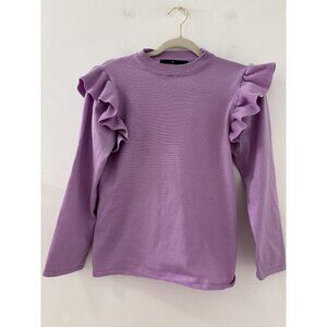 Tuckernuck Pomander Womens Place Lavender Ruffle Long Sleeve Sweater Size Medium